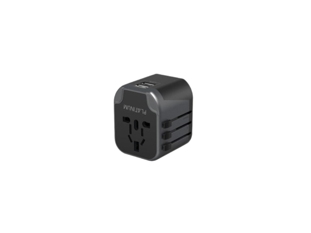 Platinum Universal Travel Adapter Dual USB 2.4A – Black