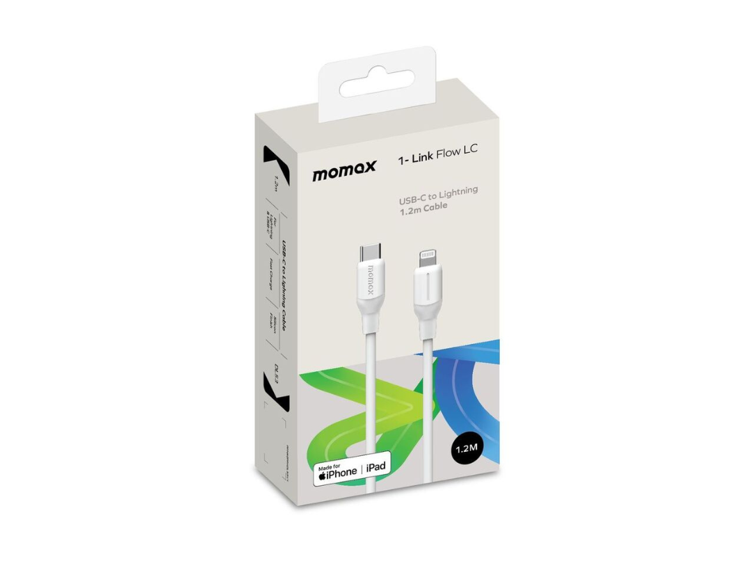 Buy Momax 1-Link Flow 35W USB-C to Lightning Cable 1.2m - White in Qatar