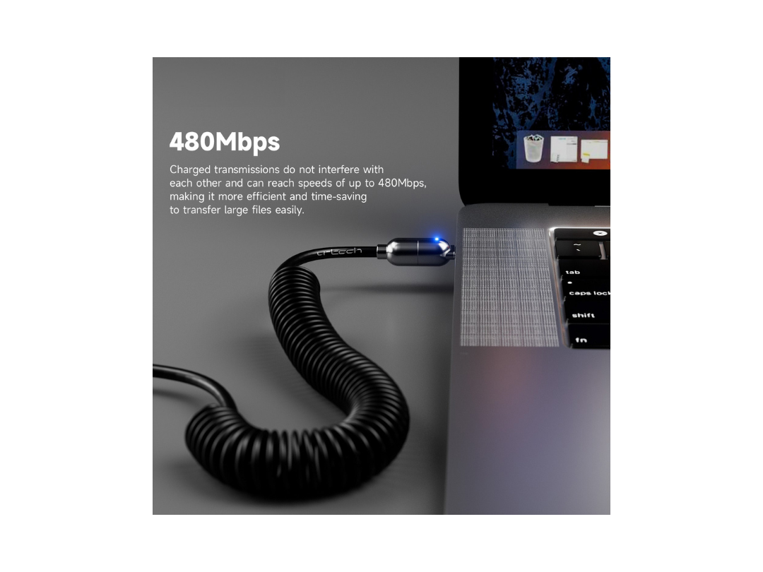 Buy URTECH 100W USB-C Spring Cable | LED | in Qatar