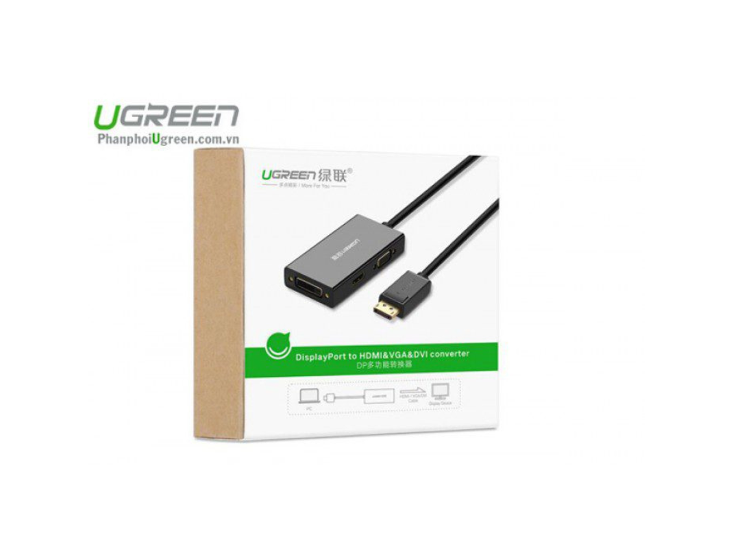 uGreen 3 in 1 Displayport DP to HDMI VGA DVI Adapter 4K Male to Female DP110-20420