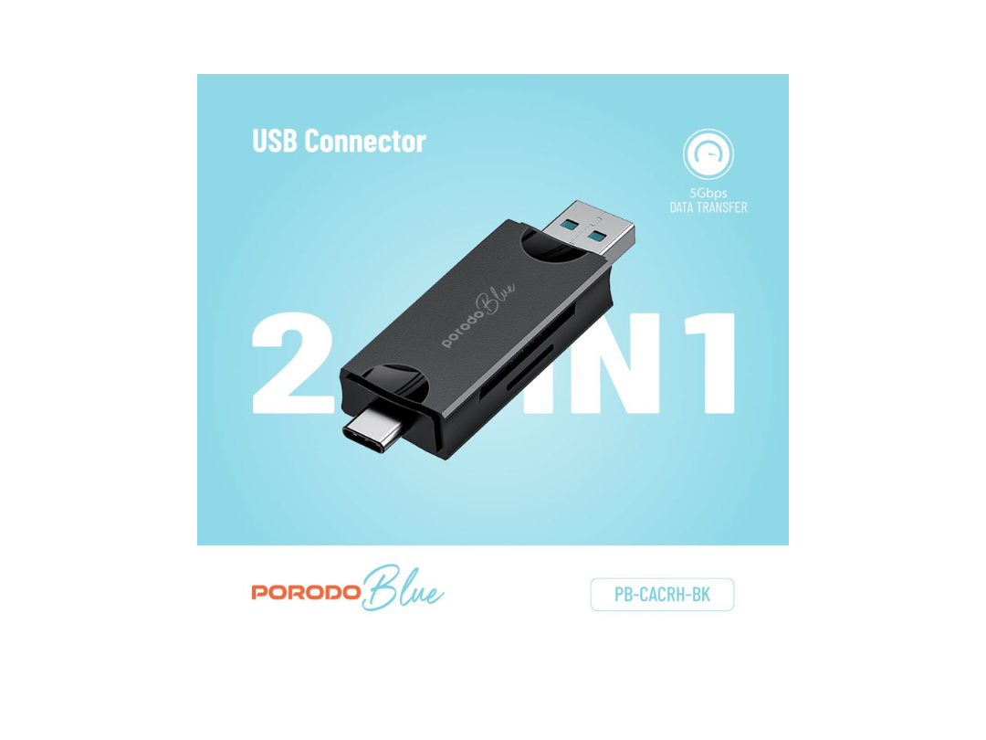 Buy Porodo 2-in-1 USB-C Card Reader with Holder | in Qatar