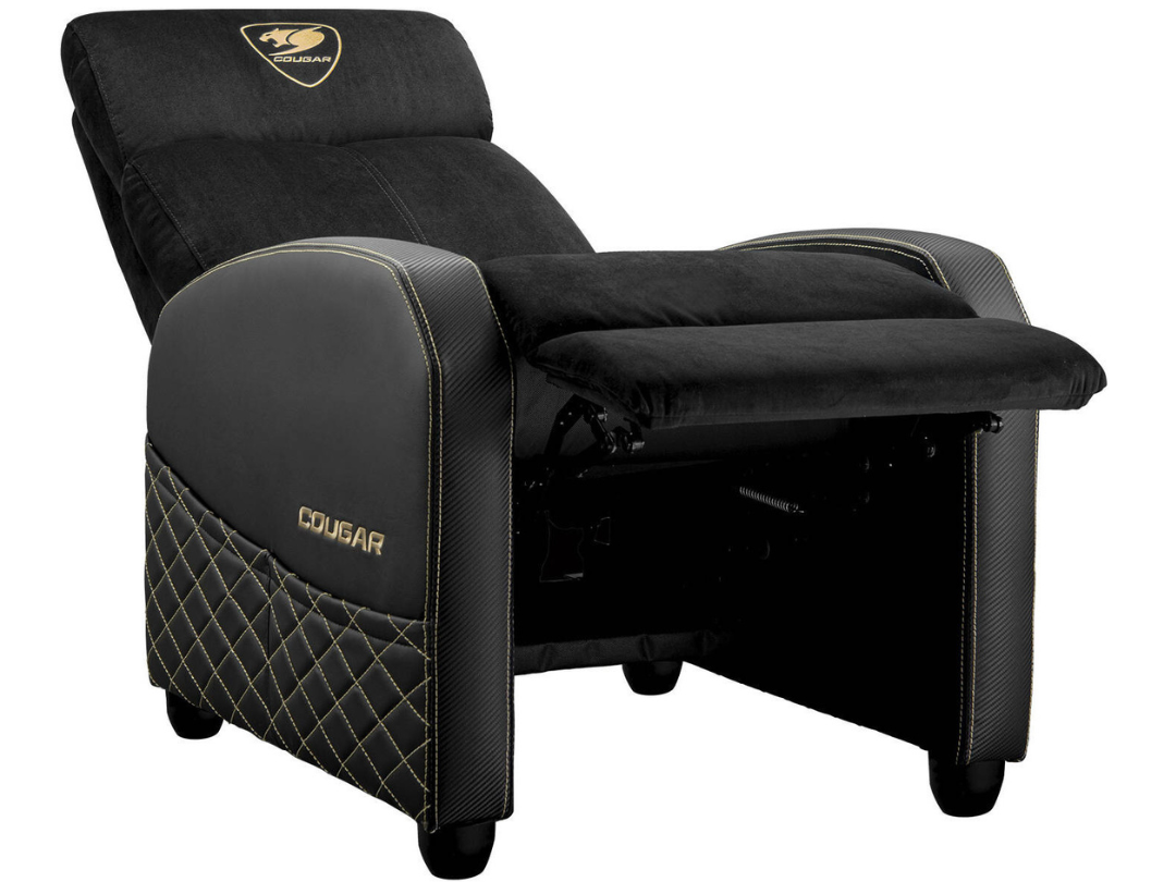 Cougar Ranger Elite Gold Gaming Sofa – Velvet, Reclining, Adjustable