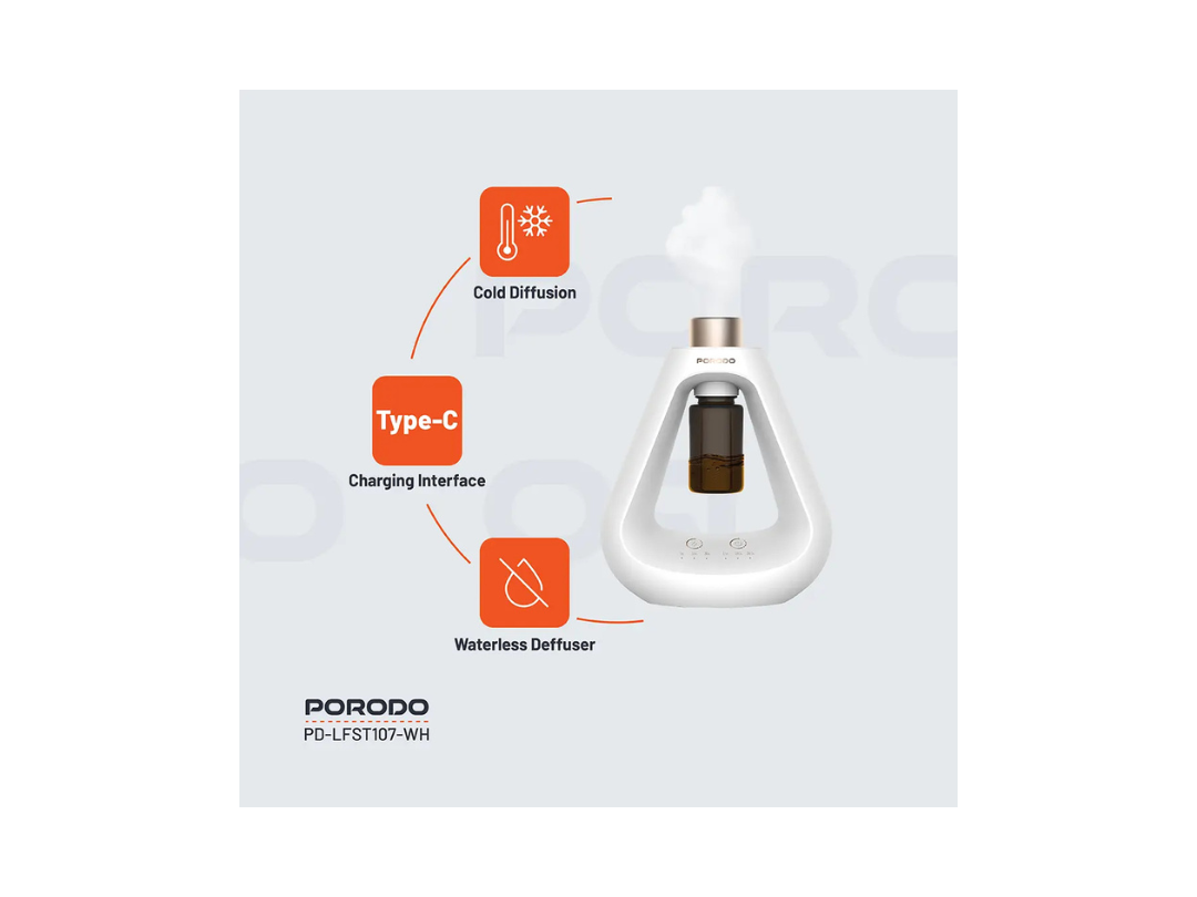 Porodo Lifestyle Aroma Sphere Waterless Diffuser | Quiet, USB-Powered