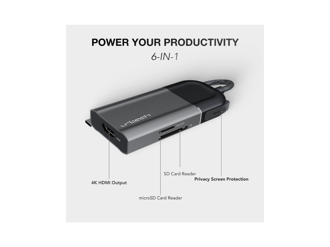 Buy URTECH 6-in-1 USB-C Hub | 4K HDMI + Privacy Switch | in Qatar ...