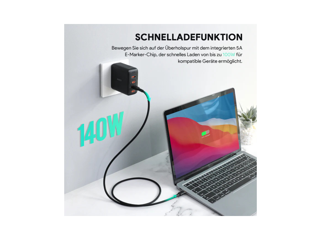 Buy Aukey 100W 1m USB-C to USB-C Cable - Fast Charging in Qatar