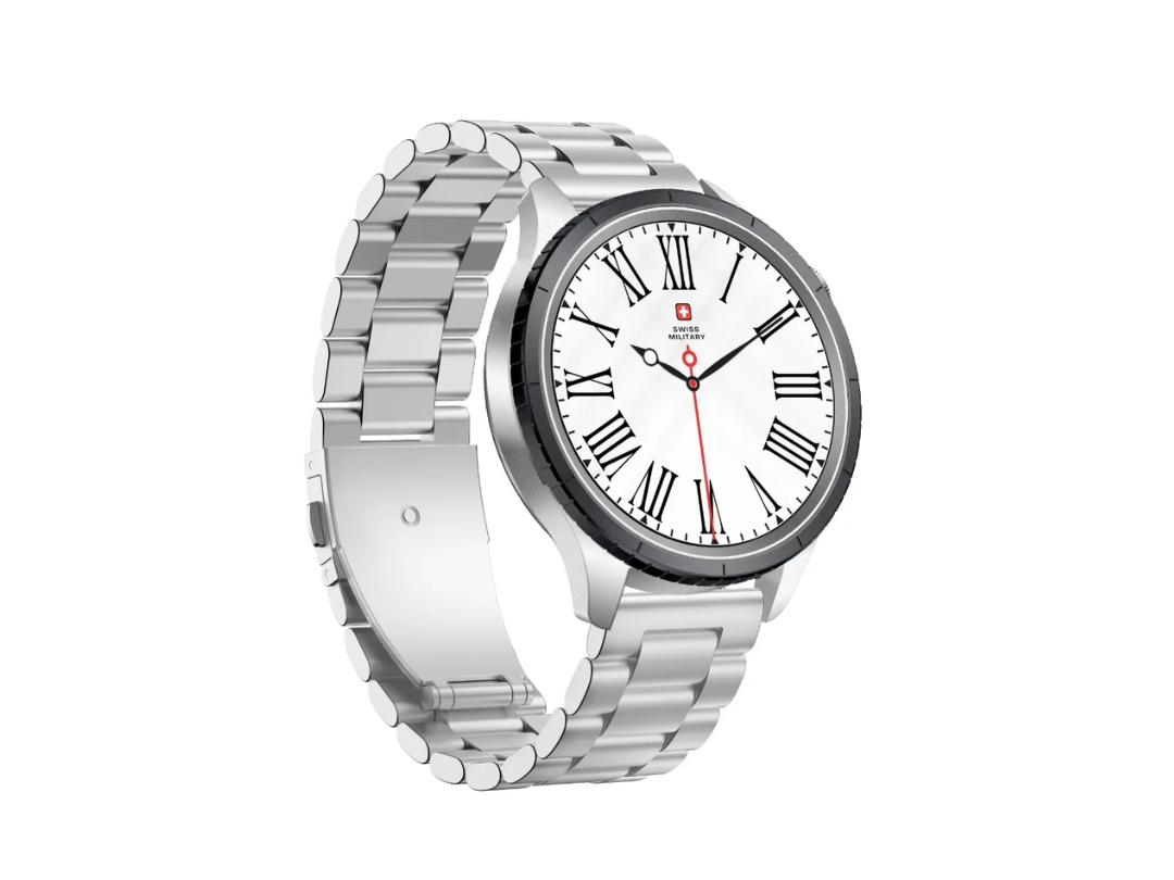 Swiss Military DOM 8 Smartwatch with Silver Strap and Black/Blue/Green Watch Ring (2 Year Warranty) Swiss Military DOM 8 Smartwatch with Silver Strap and Black/Blue/Green Watch Ring (2 Year Warranty)
