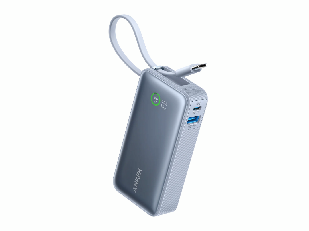 Anker Nano 10,000mAh Power Bank (30W, Built-In USB-C Cable) - A1259H31 - Blue