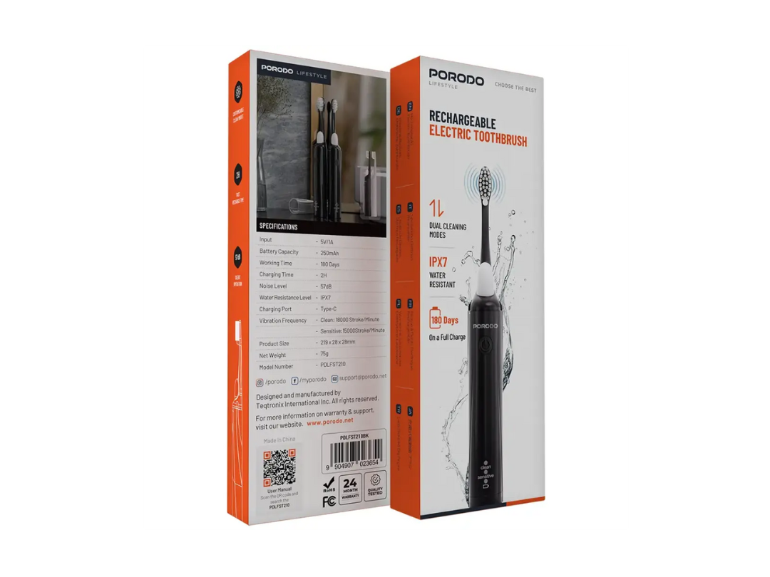 Buy Porodo IPX7 Rechargeable Electric Toothbrush | in Qatar