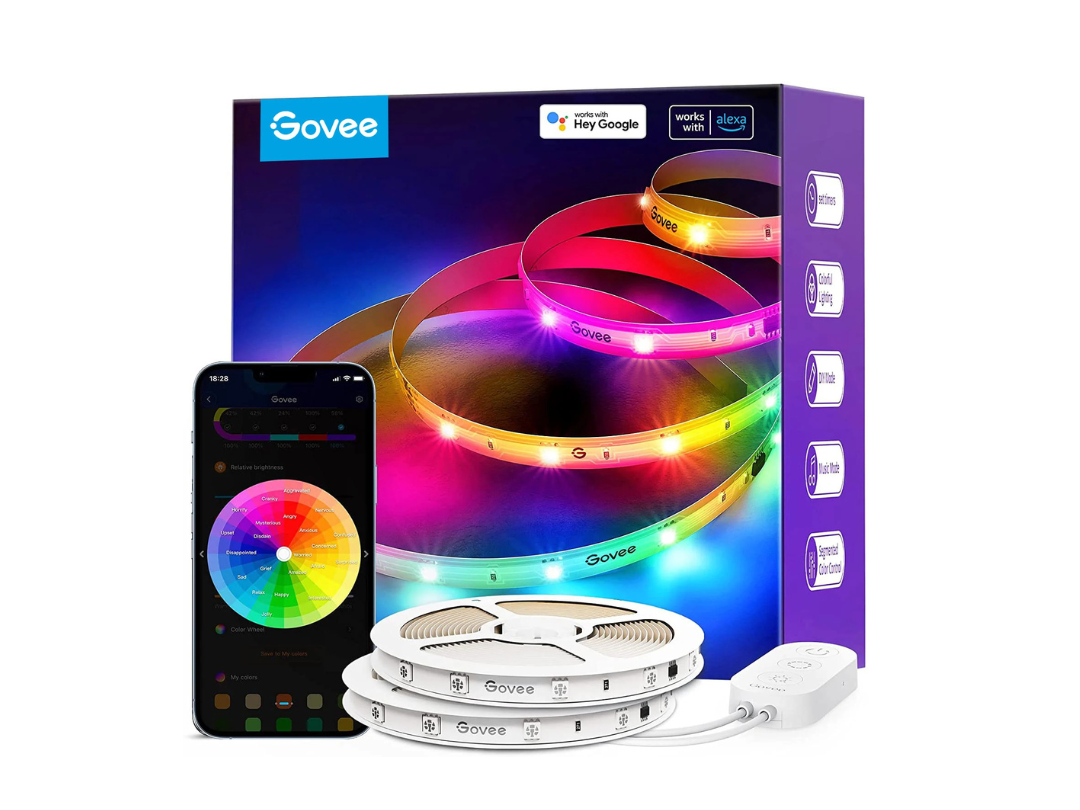 شريط إضاءة LED Govee RGBIC Basic Wi-Fi + Bluetooth - 10 أمتار (لفافة واحدة)