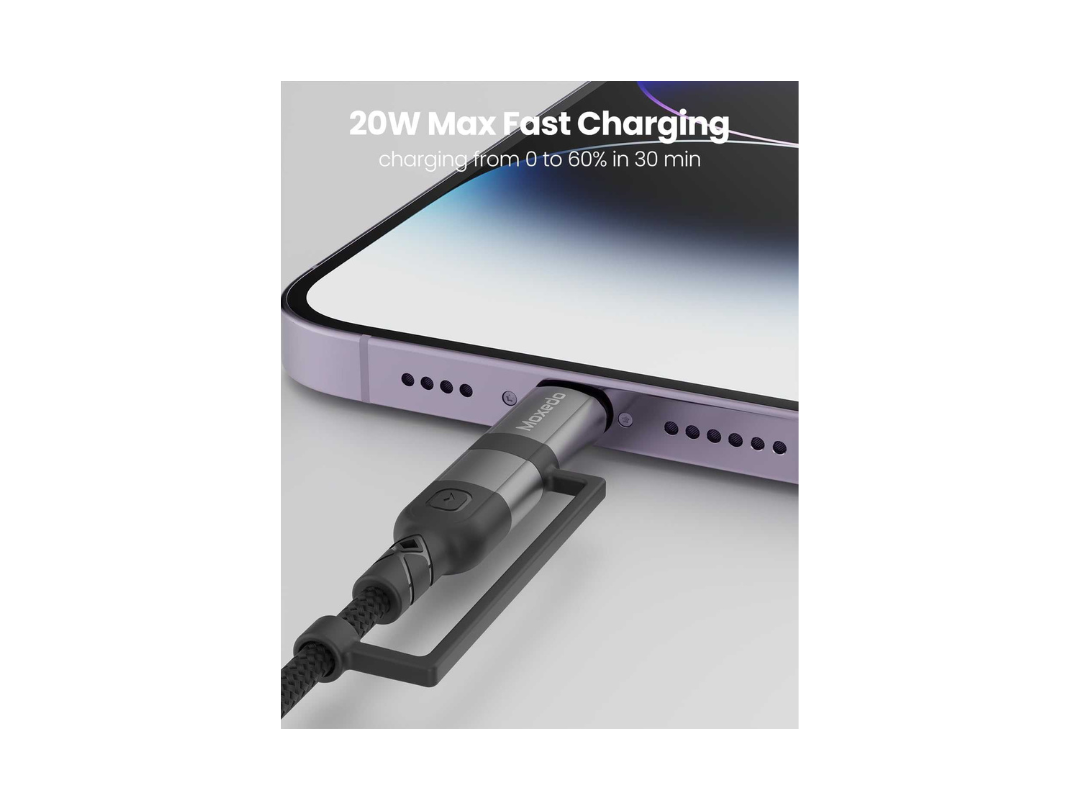 Buy Moxedo 2-in-1 60W PD Charging Cable - USB-C to USB-C/L - Black in Qatar