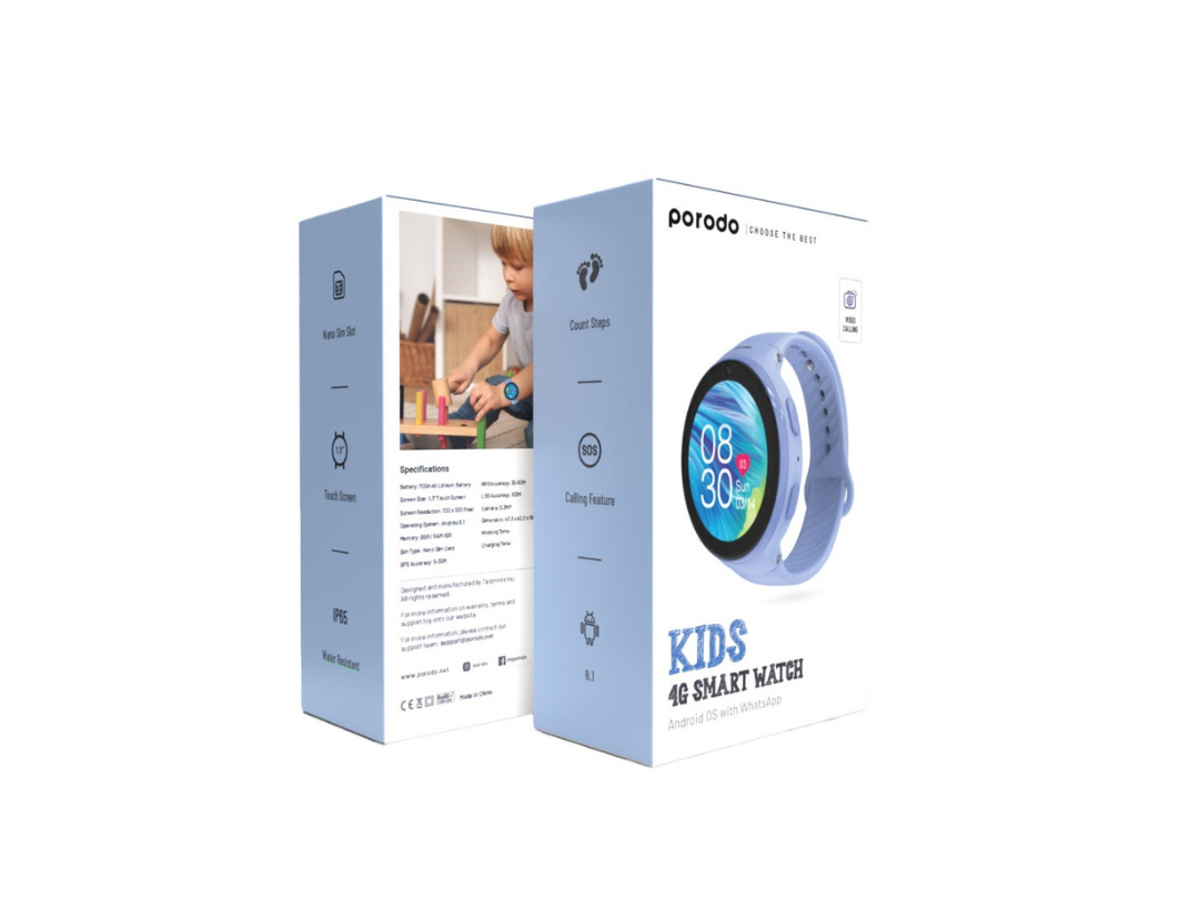 Porodo 4G Kids GPS Smart Watch with JuniCare App - Blue - Qatar