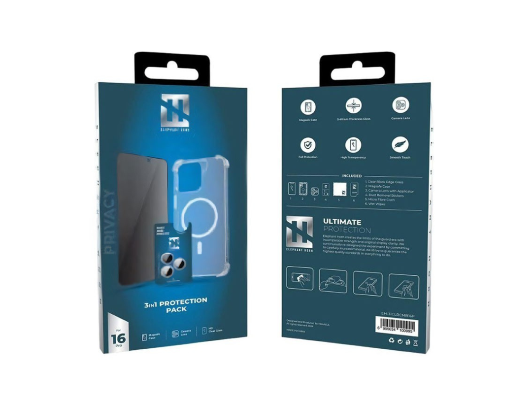 Buy Elephant Horn 3-in-1 Protection Pack Privacy for iPhone 16 Pro in Qatar