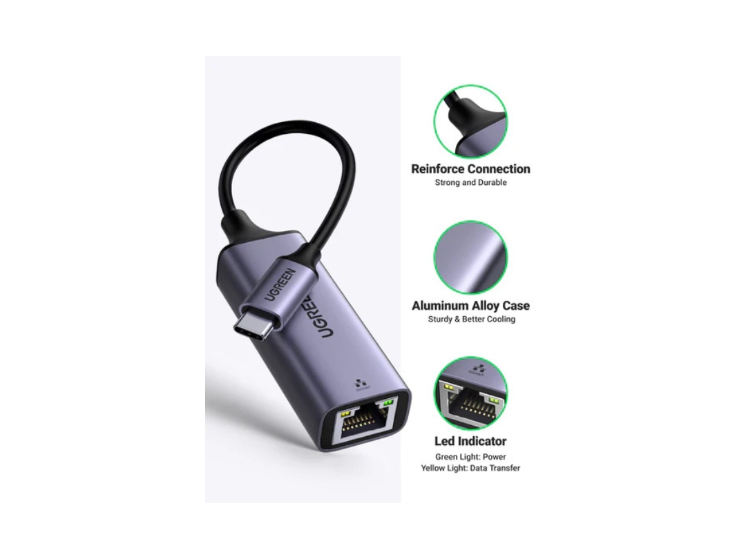 محول إيثرنت من يوجرين USB Type C إلى Gigabit 10/100/1000M CM199-50737