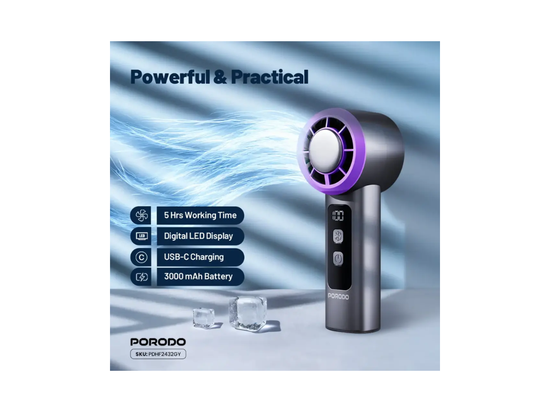 Buy Porodo Frostwave Portable Cooling Fan – Gray | in Qatar 