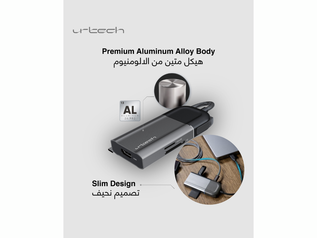 Buy URTECH 6-in-1 USB-C Hub | 4K HDMI + Privacy Switch | in Qatar ...