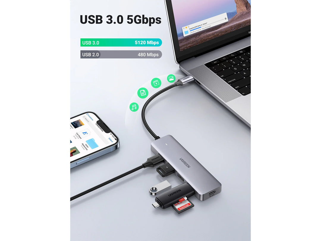 موزع USB Type-C إلى 4 منافذ USB 3.0 من uGreen 70336 CM219-70336