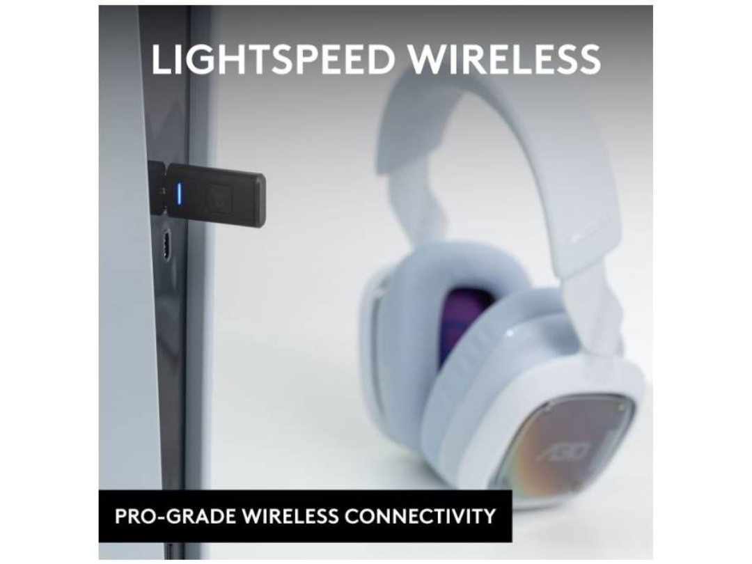 Logitech Astro A30 Lightspeed Wireless Gaming Headset, Bluetooth, Dolby Atmos, Detachable Boom, 27H Battery, USB-C Charging, For PS5, XBox Series XS, Mac, Windows 10/11 & Mobile, White | 939-001994