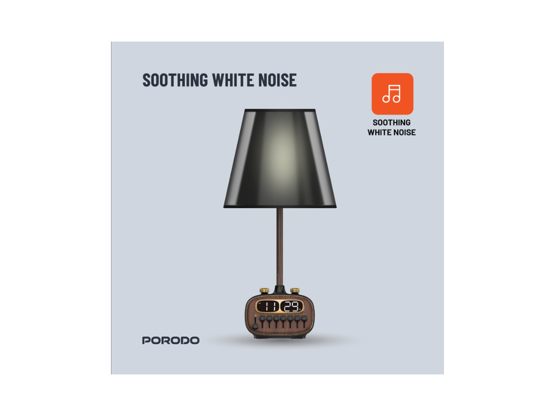 Porodo Retro Desk Lamp with White Noise & Bluetooth Speaker - Black