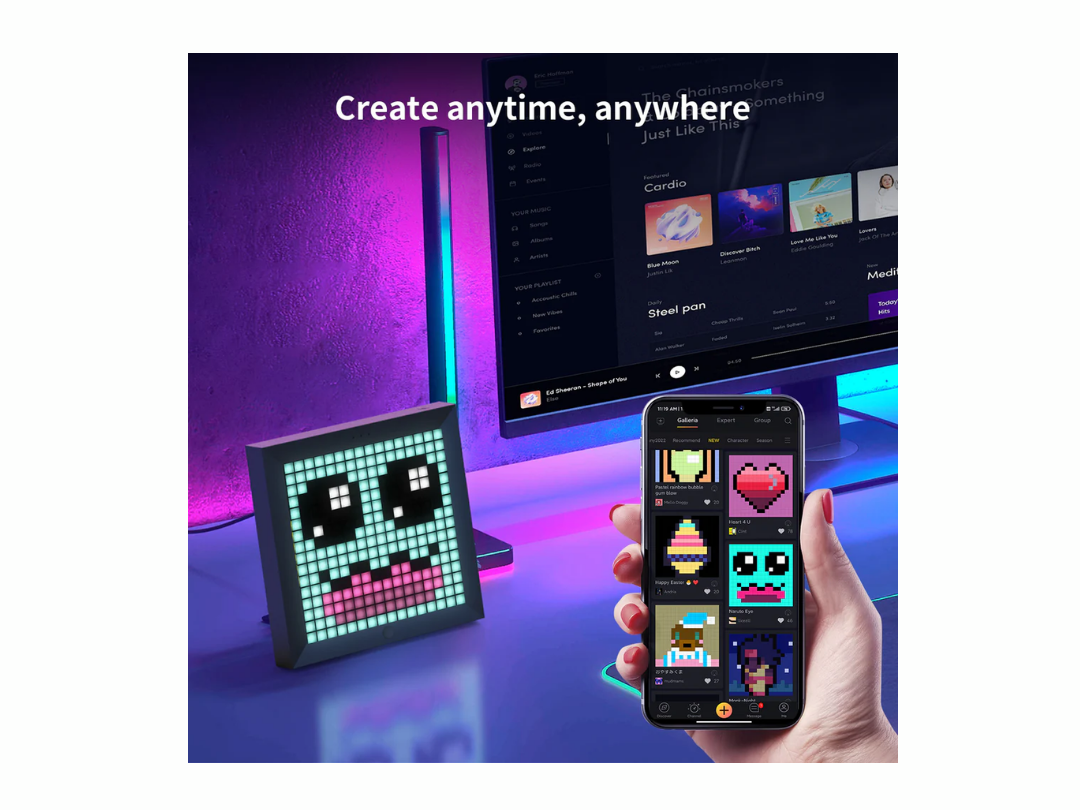 Divoom Pixoo 16x16 Pixel Art LED Frame Display Gaming Room Decor Divoom Pixoo 16x16 Pixel Art LED Frame Display Gaming Room Decor