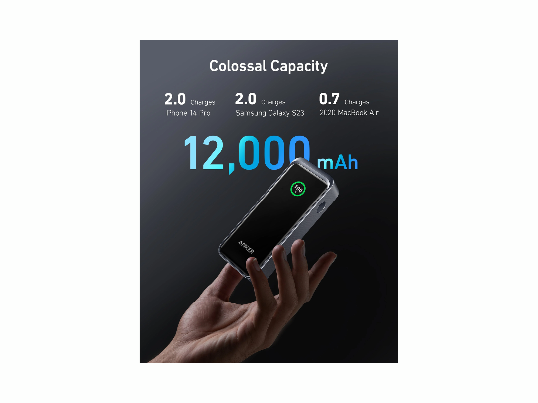 Anker 2-Port 130W 12,000mAh Power Bank with LCD Screen (A1335011) | Power Bank for Smartphones, tablets, laptops - Black Anker 2-Port 130W 12,000mAh Power Bank with LCD Screen (A1335011) | Power Bank for Smartphones, tablets, laptops - Black