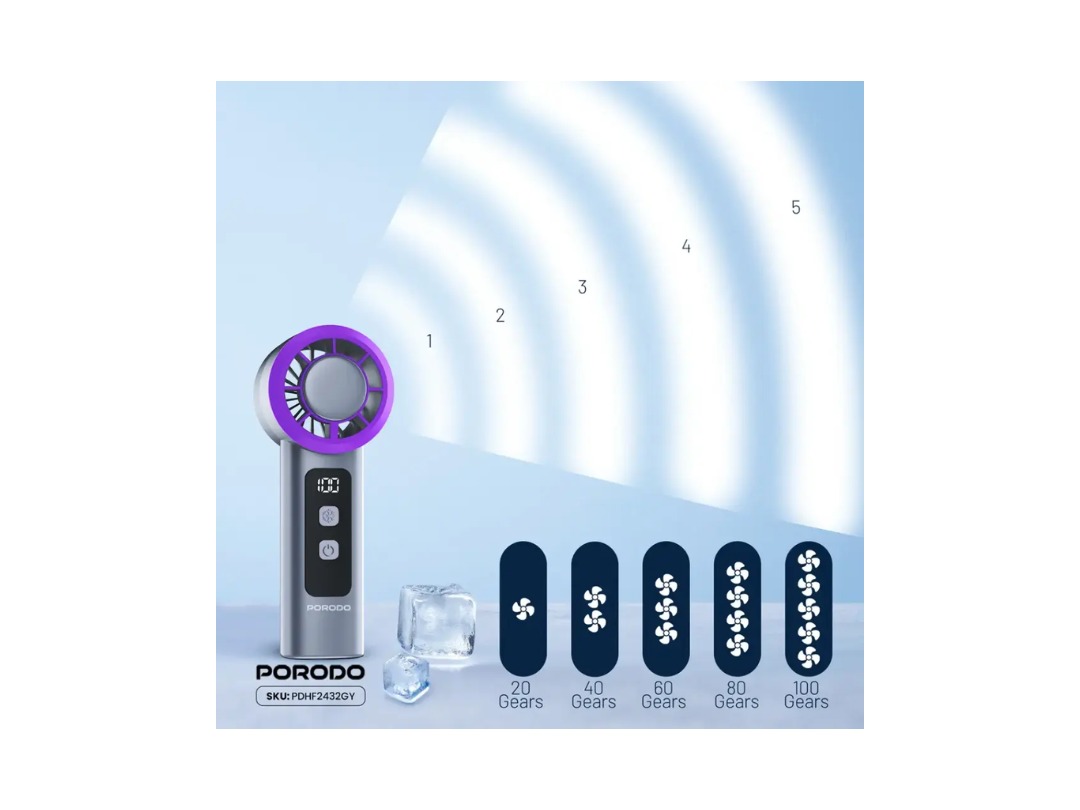 Buy Porodo Frostwave Portable Cooling Fan – Gray | in Qatar 