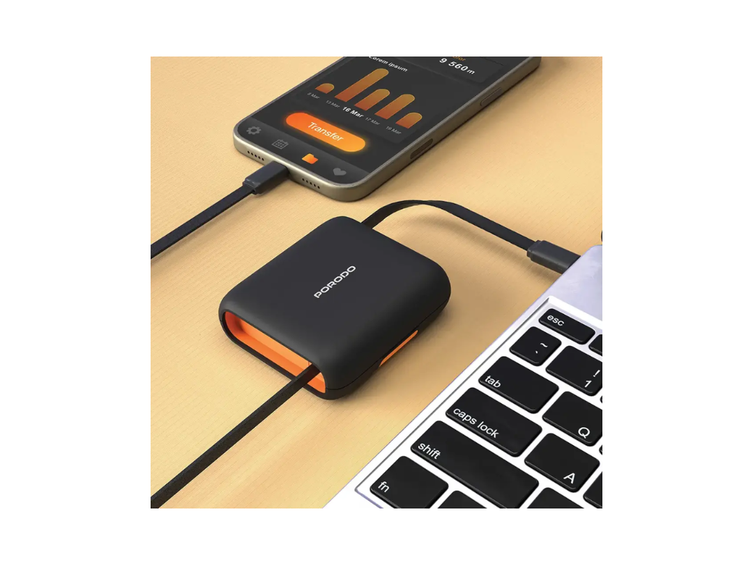 Buy Porodo Multi-Functional Travel Data Cable Set – Orange | in Qatar