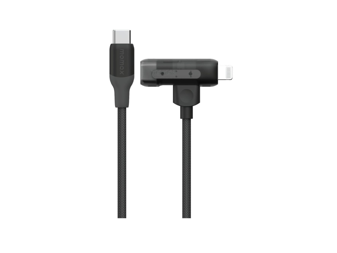 Buy Momax 1-Link Flow Duo 2-in-1 USB-C to USB-C + Lightning Cable 1.5m - Black in Qatar