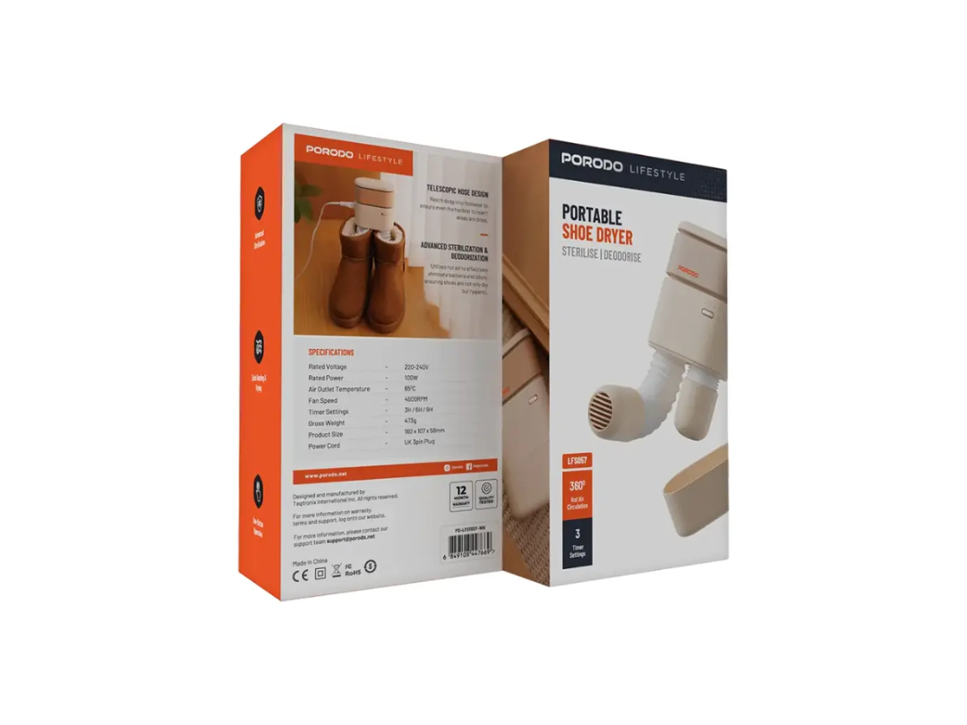 Buy Porodo Portable Shoe Dryer – White | Fast Drying | in Qatar 