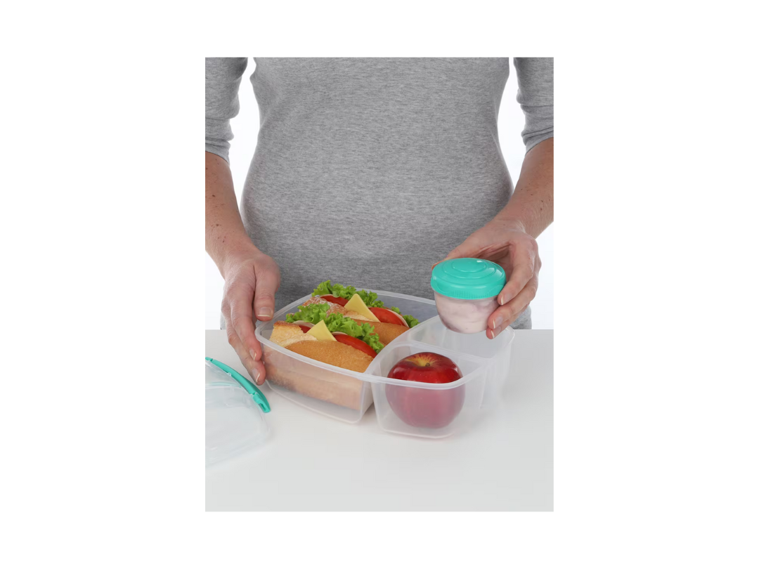 Sistema 2L Triple Split Lunch Box with Yogurt Pot – Eco-Friendly & BPA-Free