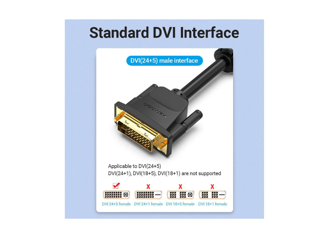 Buy Vention DVI (24+5) to VGA Cable 1M for Laptop, TV in Qatar