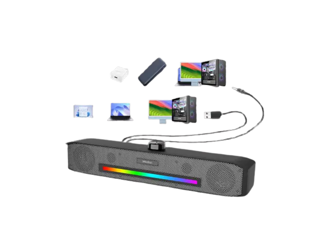 Buy Meetion MT‑SP1001 RGB Strip Desktop Speakers – 2.0 Stereo in Qatar