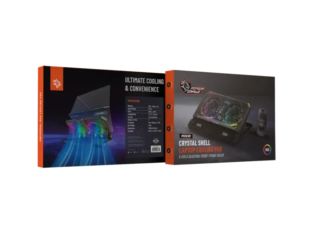 Buy Porodo Gaming Crystal Shell Laptop Cooling Pad – Black | in Qatar