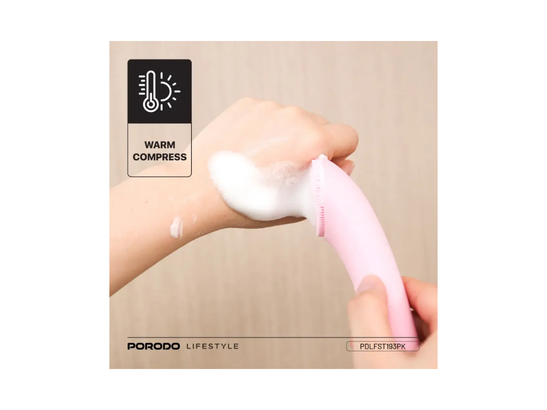 Buy Porodo Sonic Vibration Facial Cleansing Brush – Pink | in Qatar 