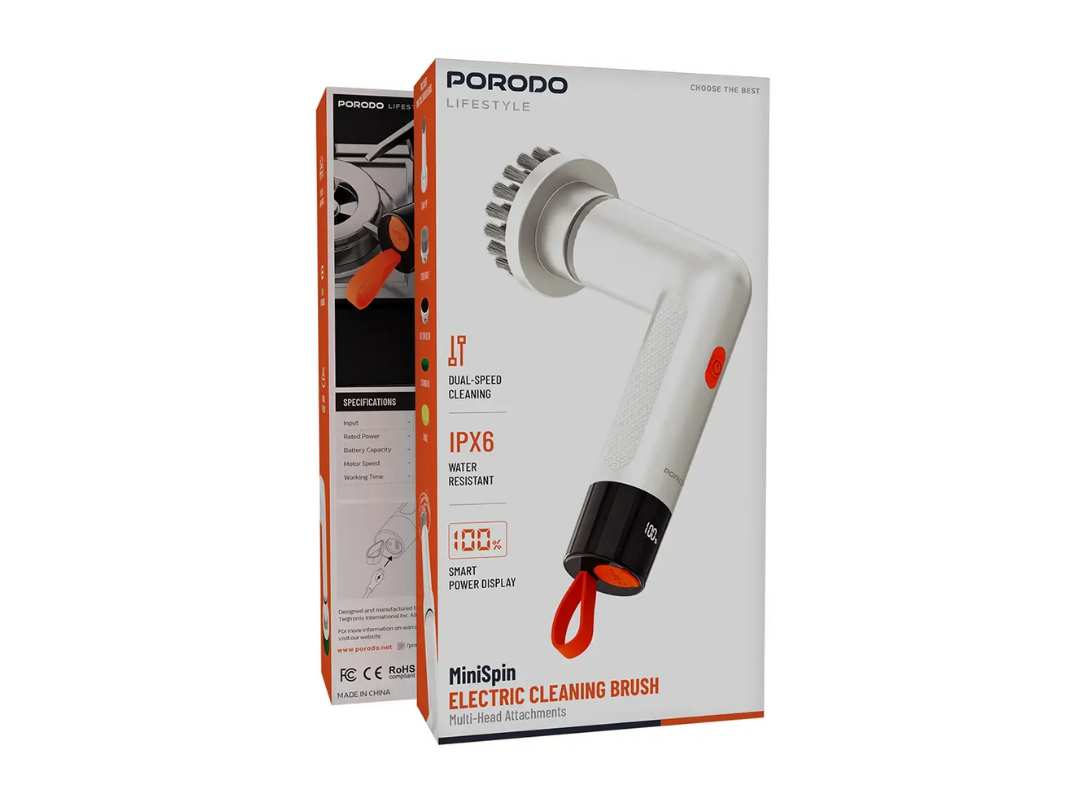 Porodo Lifestyle MiniSpin 10W Electric Cleaning Brush with 5 Heads Spin Scrubbers - White (PDS3CBWH) Porodo Lifestyle MiniSpin 10W Electric Cleaning Brush with 5 Heads Spin Scrubbers - White (PDS3CBWH)
