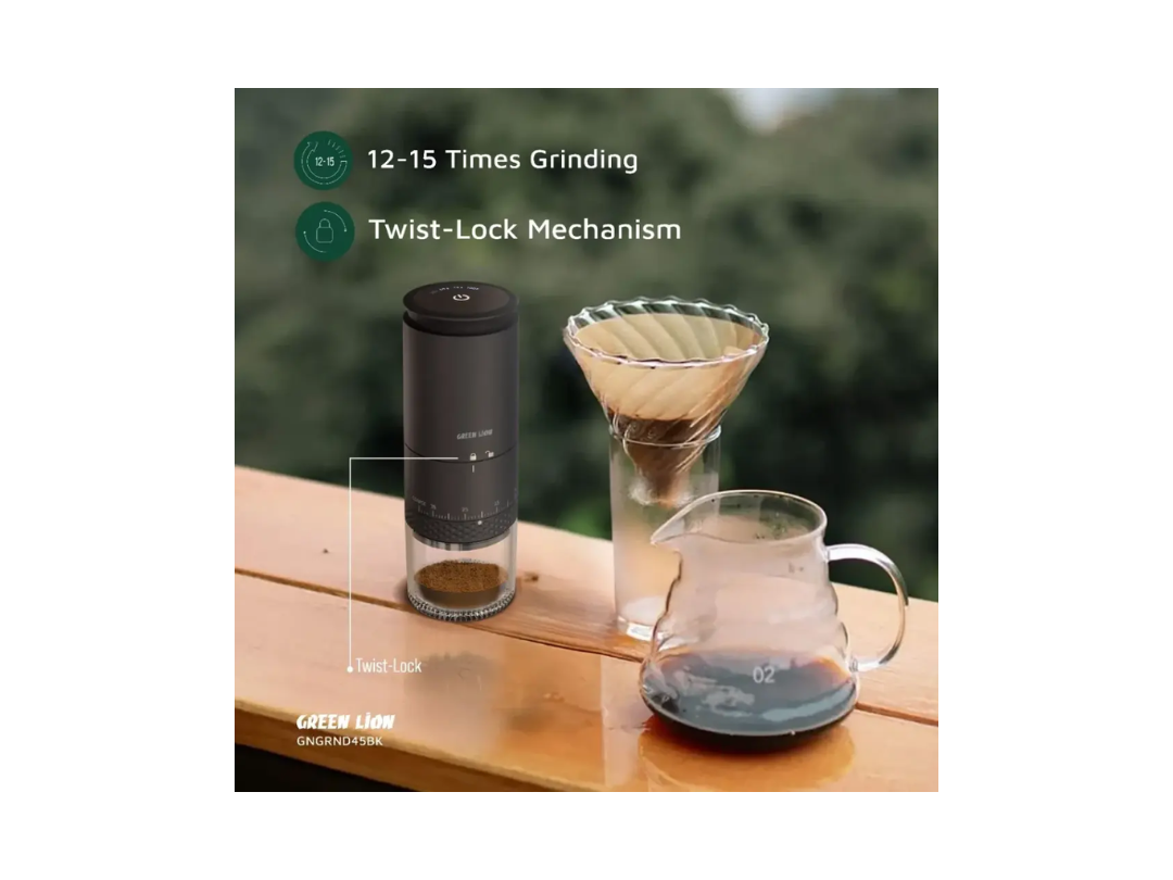 Green Lion Grind Pro Coffee Bean Grinder Machine - Rechargeable - Black (GNGRND45BK) Green Lion Grind Pro Coffee Bean Grinder Machine - Rechargeable - Black (GNGRND45BK)