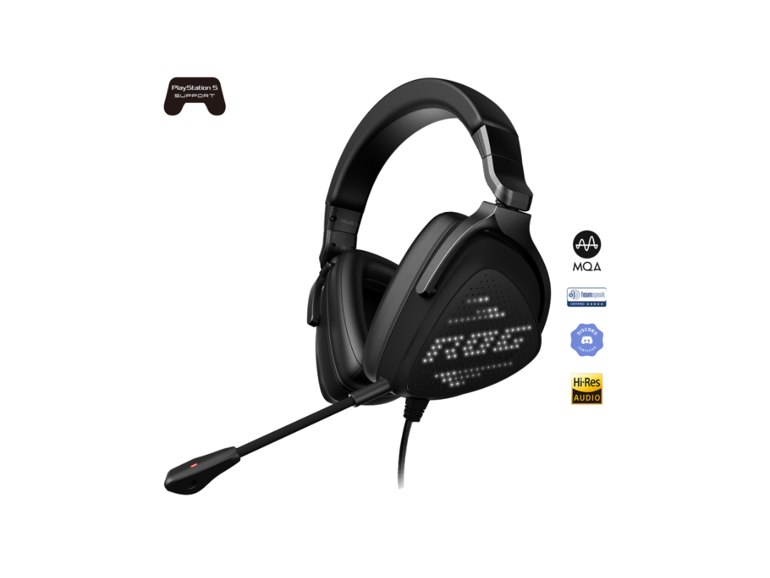 ASUS ROG Delta S Animate Lightweight USB-C gaming headset with customizable AniMe Matrix display, AI Noise-Canceling Mic, compatible with PCs, PlayStation 5, Nintendo Switch