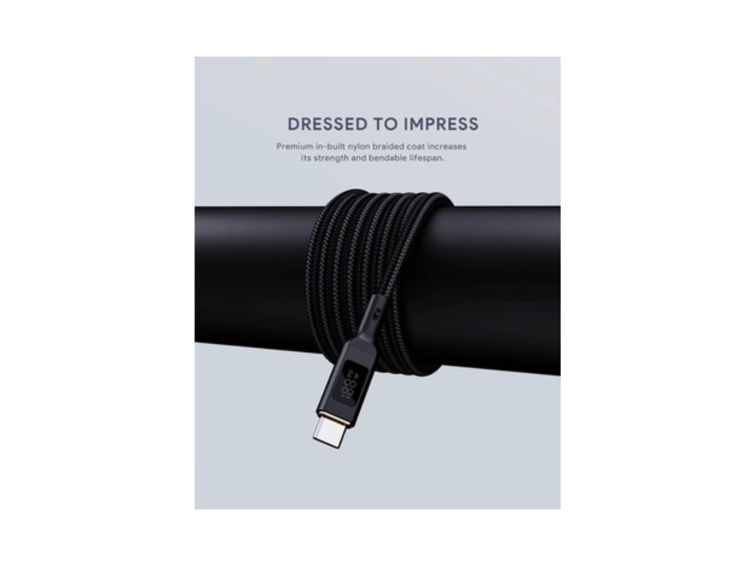 Buy Aukey USB-C to USB-C Nylon Braided Cable 100W 1.8m LCD Display in Qatar