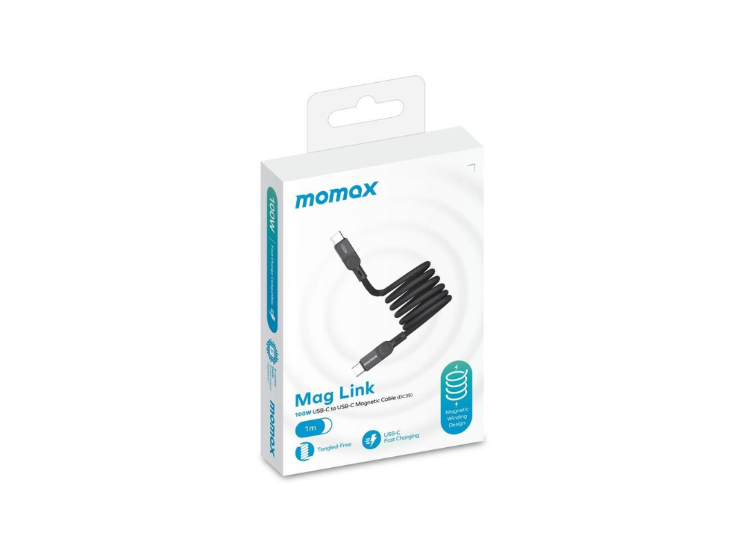 Buy Momax Elite Mag Link 100W USB-C to USB-C Magnetic Cable 1m in Qatar