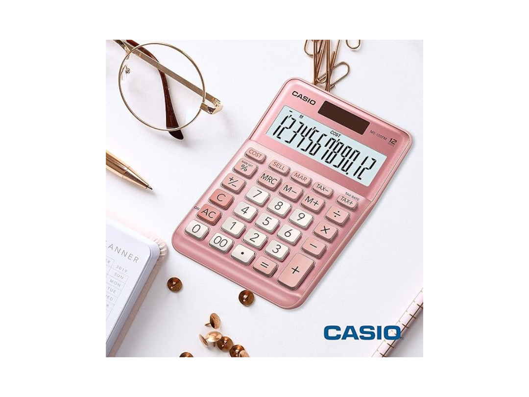 Buy Casio MS-120FM-PK-W-DP Digital Mini Desktop Calculator Pink, in Qatar