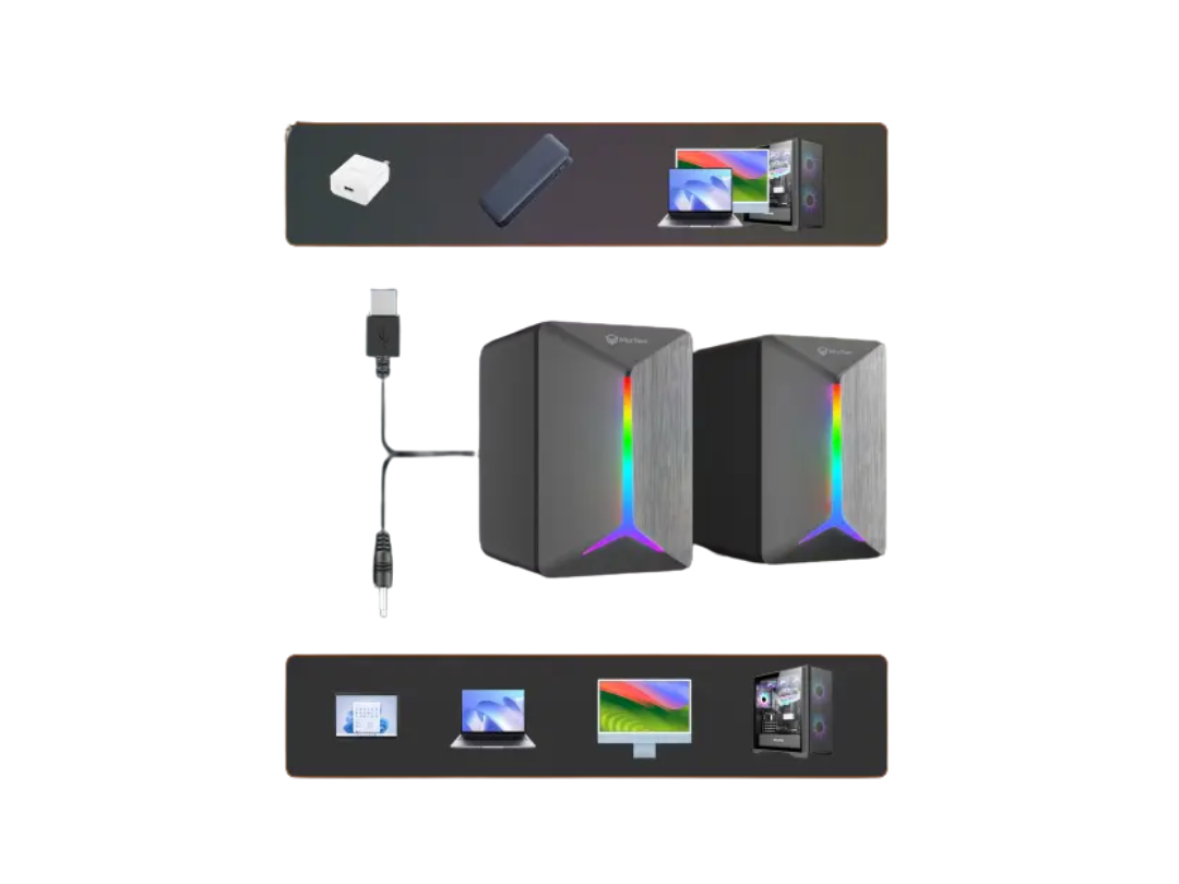 Buy Meetion MT‑SP2011 LED Gaming Stereo Speakers – 2.0 Sound in Qatar