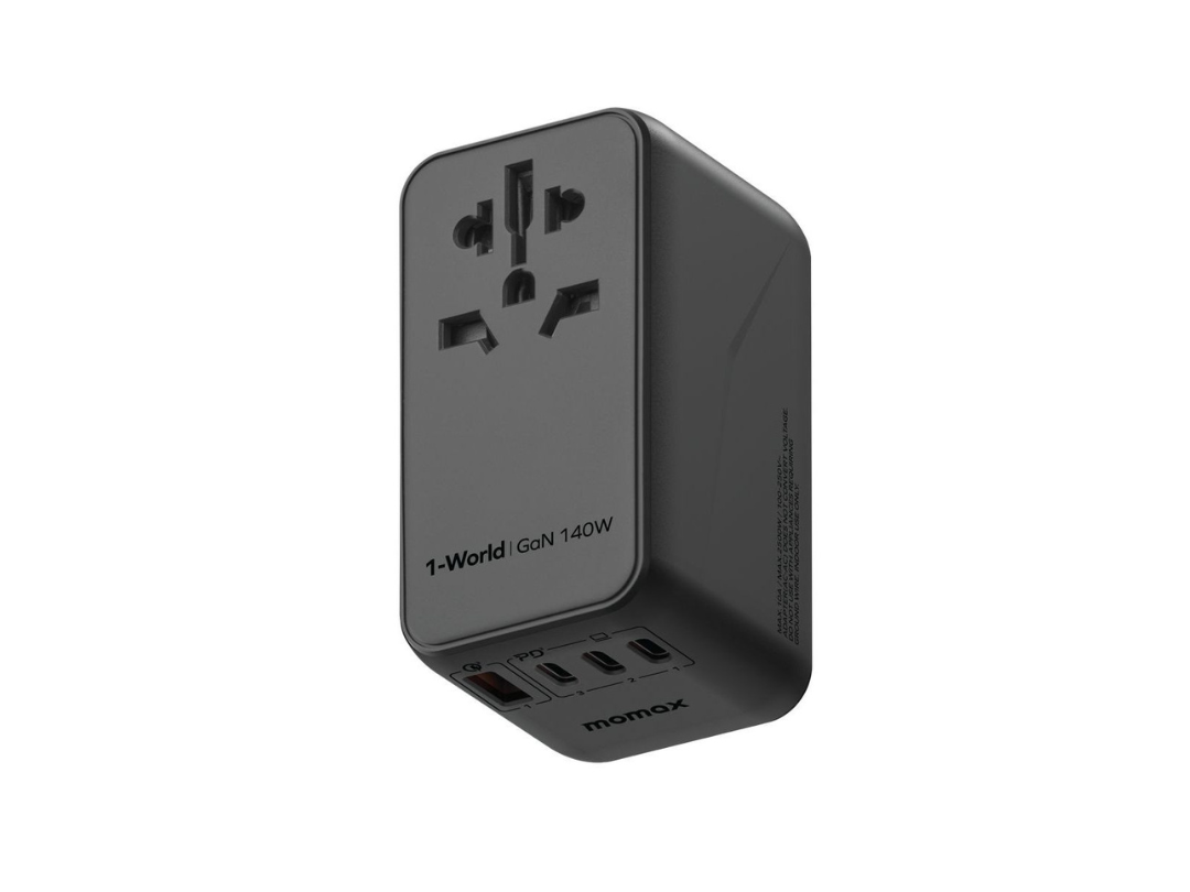 Buy Momax 1-World+ 70W GaN Travel Adapter - USB-C, USB-A, AC Outlet Black in Qatar