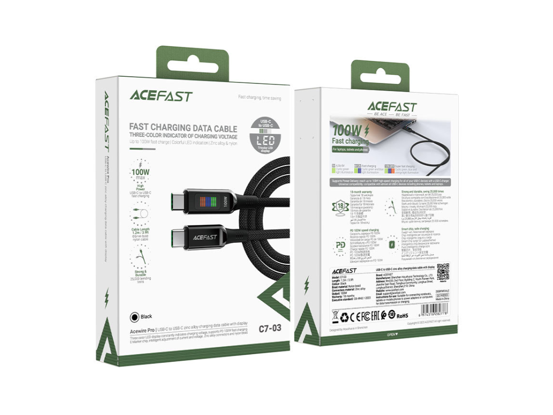 ACEFAST C7-03 USB-C to USB-C 100W Charging Cable - Fast & Durable