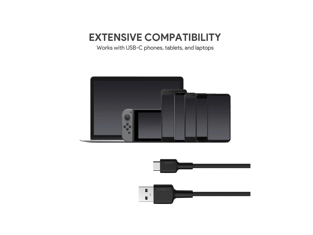 Buy Aukey USB2.0 A to C Braided Nylon Cable 0.9m in Qatar