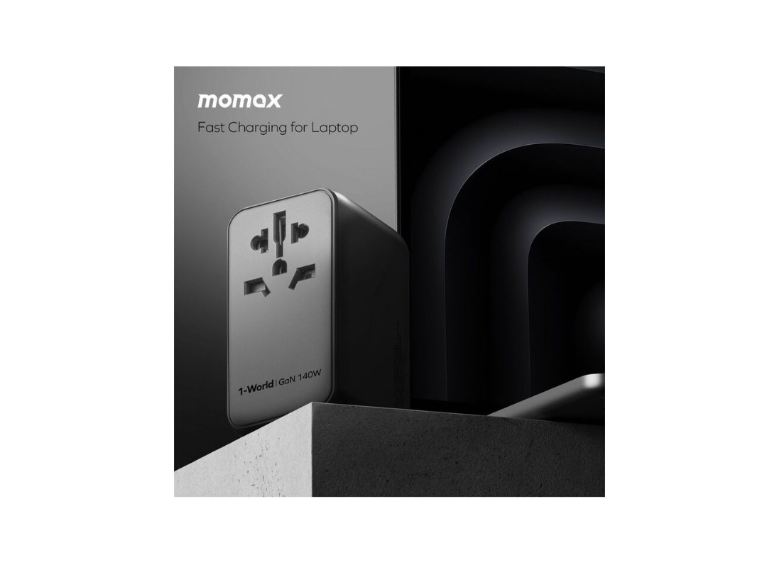 Buy Momax 1-World 140W GaN 4-Port AC Travel Adapter + USB-C Cable in Qatar