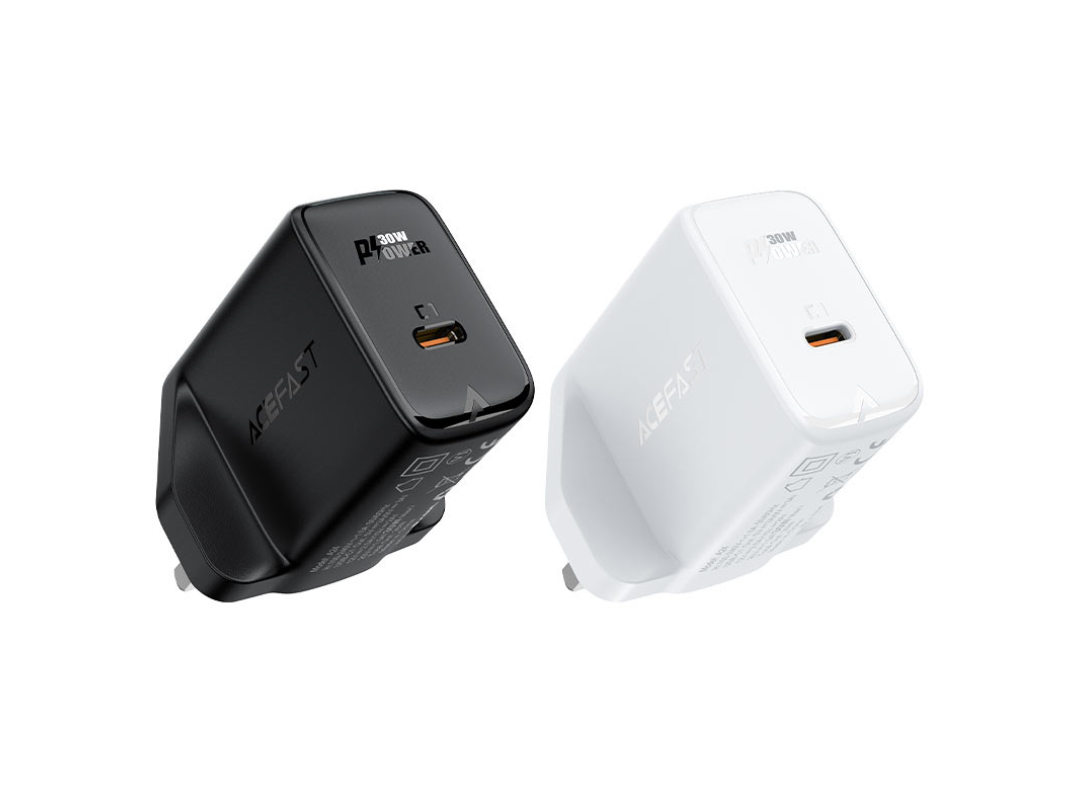 ACEFAST A24 GaN PD30W Wall Charger - USB-C, UK Plug, Compact & Safe