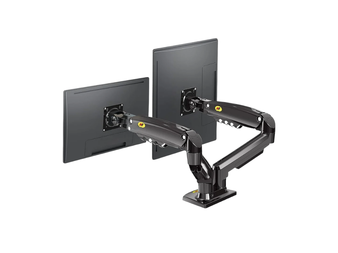 North Bayou NB F160 Dual Monitor Ergonomic Arm – Matte Gray | Fits 17