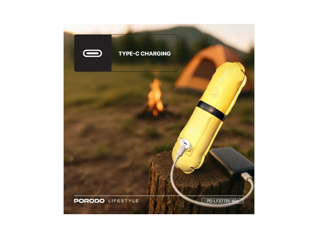 Porodo Lifestyle Inflatable IP66 120LM Outdoor Magnetic Camping Tube Light 2000mAh With Air Pump White (PD-LFST136-WH) Porodo Lifestyle Inflatable IP66 120LM Outdoor Magnetic Camping Tube Light 2000mAh With Air Pump White (PD-LFST136-WH)