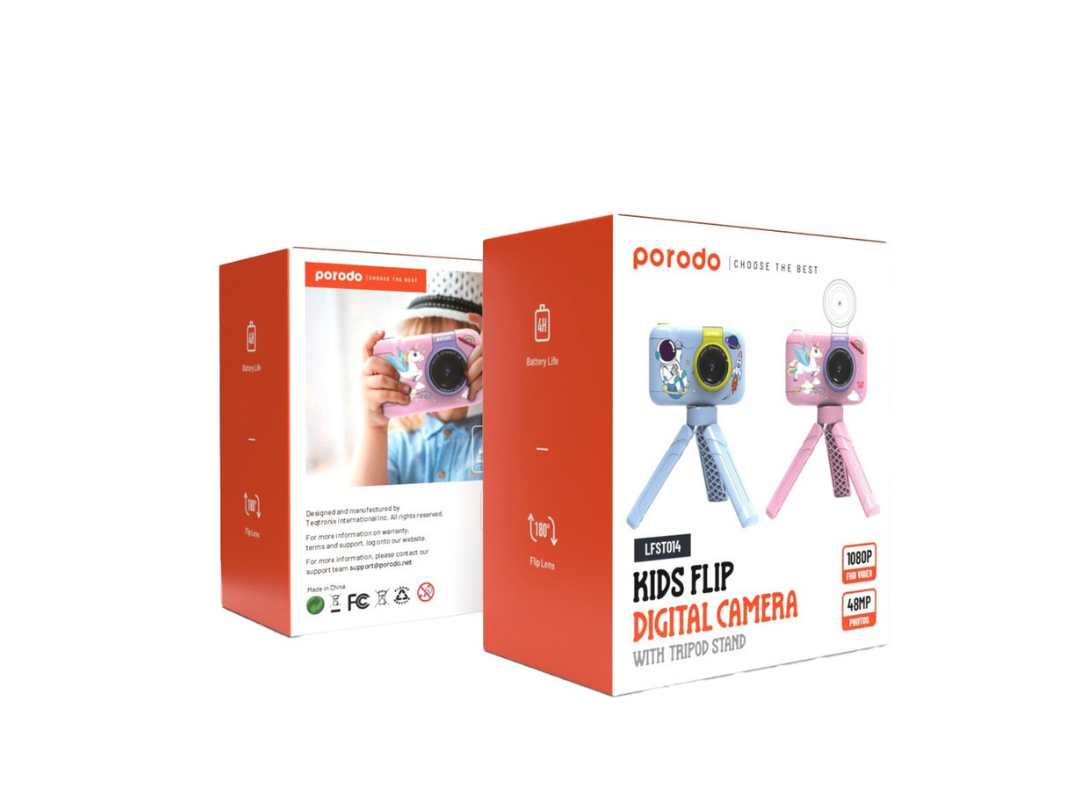 Buy Porodo Kids Flip Camera – Pink with Tripod | in Qatar