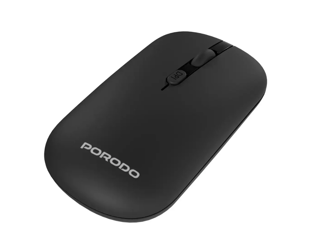 Porodo 6‑In‑1 Keyboard & Mouse Set – Black | Phone Stand & Travel Case | Qatar