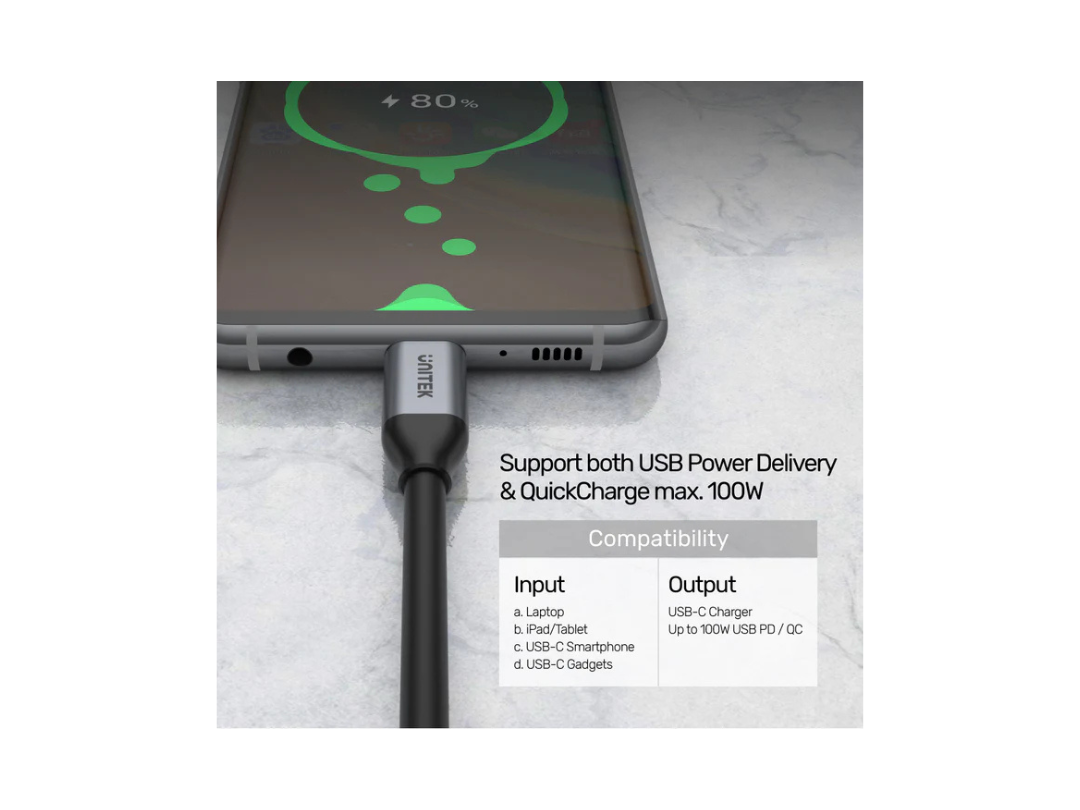 Buy 100W USB-C PD Cable 4K@60Hz, 5Gbps – 2m | in Qatar 